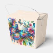 Waterverf vlinder bloembloemen blauw roze bedankdoosjes (Achterkant)