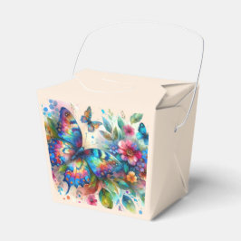 Waterverf vlinder bloembloemen blauw roze bedankdoosjes