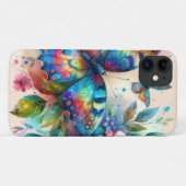 Waterverf vlinder bloembloemen blauw roze Case-Mate iPhone case (Achterkant (horizontaal))