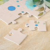 Waterverf vlinder bloembloemen blauw roze legpuzzel (Zijkant)