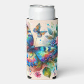 Waterverf vlinder bloembloemen blauw roze seltzer blikjeskoeler (Seltzer Voorkant)