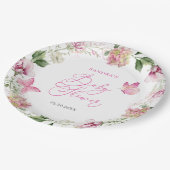 Waterverf Vlinder Bloemen Baby shower Papieren Bordje (Gekanteld)