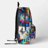 Waterverf Vlinder Bloemen Blauw Roze Bedrukte Rugzak (Links)