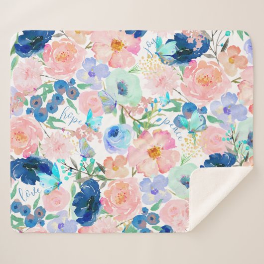 Waterverf Vlinder Bloemen Deken van Hoop (Voorkant (horizontaal))