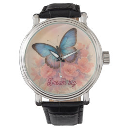 Waterverf Vlinder & Bloemen Elegant Horloge