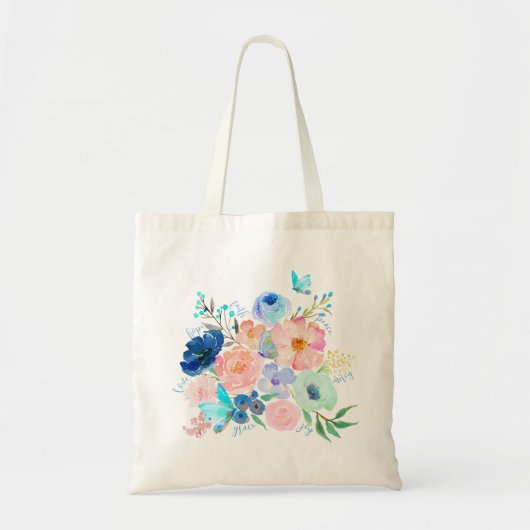 Waterverf Vlinder Bloemen Gift Canvas tas van Hoop (Voorkant)