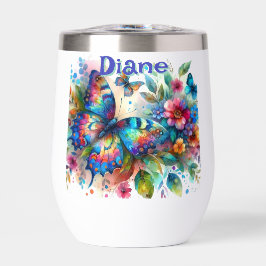 Waterverf vlinder bloementuin gepersonaliseerd