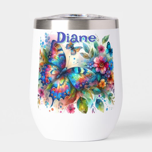Waterverf vlinder bloementuin gepersonaliseerd (Voorkant)