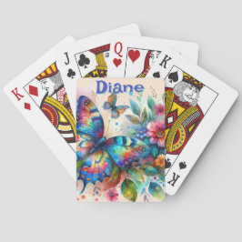 Waterverf vlinder bloementuin gepersonaliseerd pokerkaarten