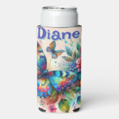 Waterverf vlinder bloementuin gepersonaliseerd seltzer blikjeskoeler (Seltzer Achterkant)