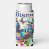 Waterverf vlinder bloementuin gepersonaliseerd seltzer blikjeskoeler (Seltzer Voorkant)
