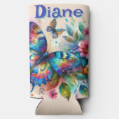 Waterverf vlinder bloementuin gepersonaliseerd seltzer blikjeskoeler (Achterkant)