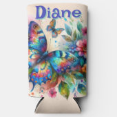 Waterverf vlinder bloementuin gepersonaliseerd seltzer blikjeskoeler (Voorkant)