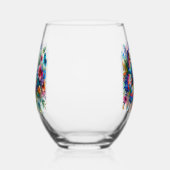 Waterverf vlinder bloementuin gepersonaliseerd wijnglas zonder voet (Rechts)