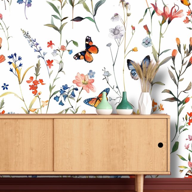 Waterverf Vlinder bloemig Behang (Creator heeft geüpload)