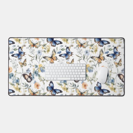  Waterverf vlinder bloemmotief Bureaumat (Keyboard & Muis)