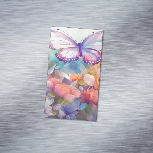 Waterverf vlinder bloemontwerp magnetisch visitekaartje (Voorbeeld)