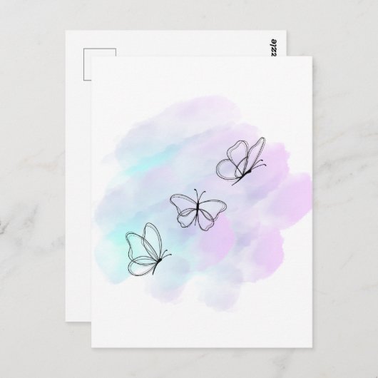 Waterverf vlinder briefkaart (Voorkant / Achterkant)