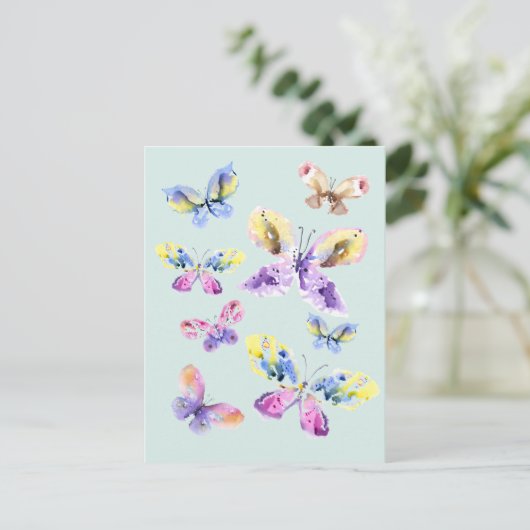 Waterverf vlinder Briefkaart (Staand voorkant)