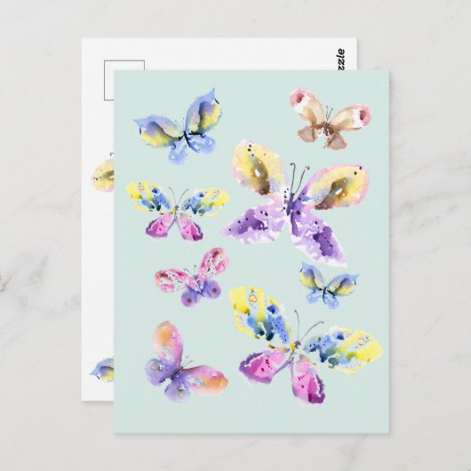 Waterverf vlinder Briefkaart (Voorkant / Achterkant)