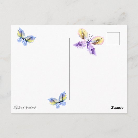 Waterverf vlinder Briefkaart (Achterkant)