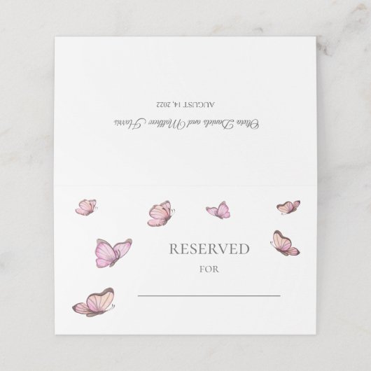 Waterverf vlinder Bruiloft Gereserveerde Plaats Ka Plaatskaartje (Buitenkant ongevouwen)