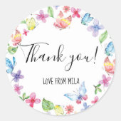 Waterverf Vlinder dank u stickers (Voorkant)
