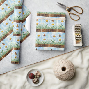 Waterverf Vlinder Die Post Bezorgt Aan Een Madelie Cadeaupapier
