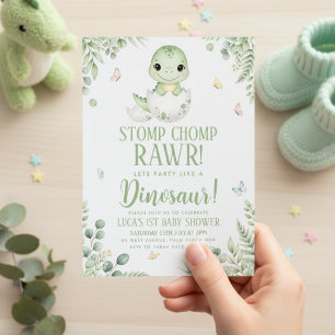 waterverf vlinder Dinosaur Baby Shower Kaart