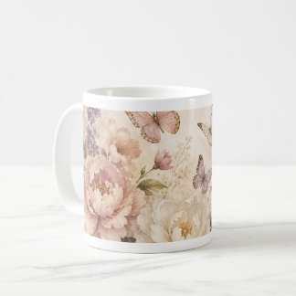 Waterverf vlinder en bloemen mok