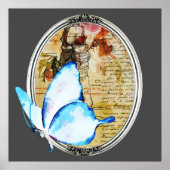 Waterverf vlinder en Lijst Poster (Voorkant)