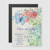 Waterverf vlinder en rode roos Magnet (Voorkant / Achterkant)