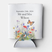 Waterverf Vlinder en Wildbloemen Bruiloft Blikjeskoeler (Voorkant)