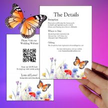 Waterverf Vlinder en Wildbloemen Details Kaart