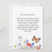 Waterverf Vlinder en Wildflower Dank u kaart (Achterkant)