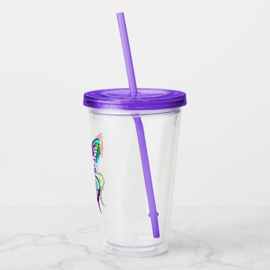 Waterverf vlinder gepersonaliseerd acryl drinkbeker (Links)
