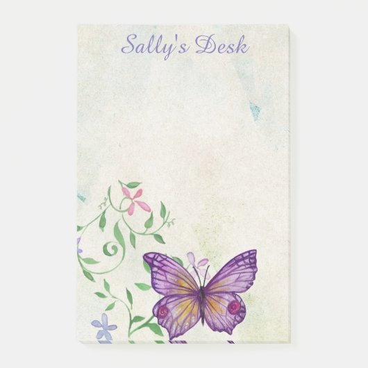   Waterverf Vlinder gepersonaliseerd Post-it® Notes (Voorkant)