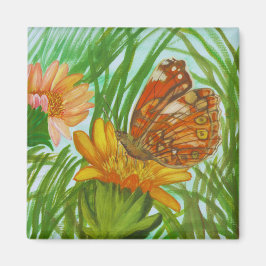 waterverf vlinder in de tuin magneet