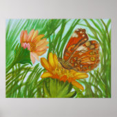 waterverf vlinder in de tuin poster (Voorkant)