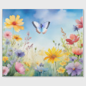  Waterverf vlinder in de vlindertuin Cadeaupapier (Vlak)