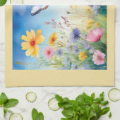  Waterverf vlinder in de vlindertuin Theedoek (Gevouwen)