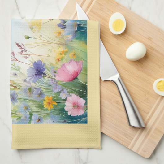  Waterverf vlinder in de vlindertuin Theedoek (Quarter Fold)