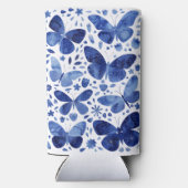 Waterverf vlinder Indigoblauw Seltzer Blikjeskoeler (Achterkant)