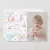 Waterverf vlinder kussen en verjaardagswensen kaart (Voorkant)