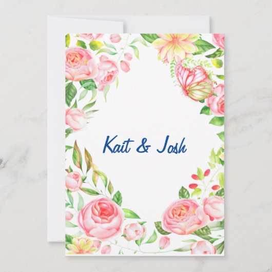 Waterverf Vlinder Lente Bruiloft Dank u KAART (Achterkant)