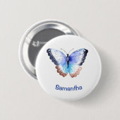  Waterverf vlinder met naam Ronde Button 5,7 Cm (Voorkant /achterkant)
