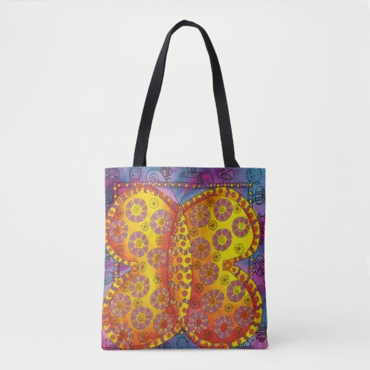 Waterverf Vlinder met Patroon Tote Bag (Voorkant)