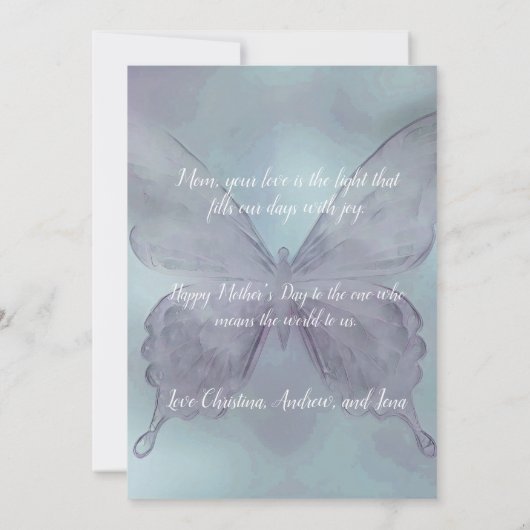 Waterverf Vlinder Moederdag Kaart (Achterkant)