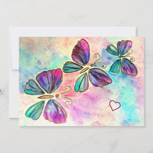 Waterverf Vlinder Moederdag Kaart (Achterkant)