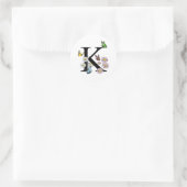 Waterverf Vlinder Monogram met Letter K  Ronde Sticker (Tas)